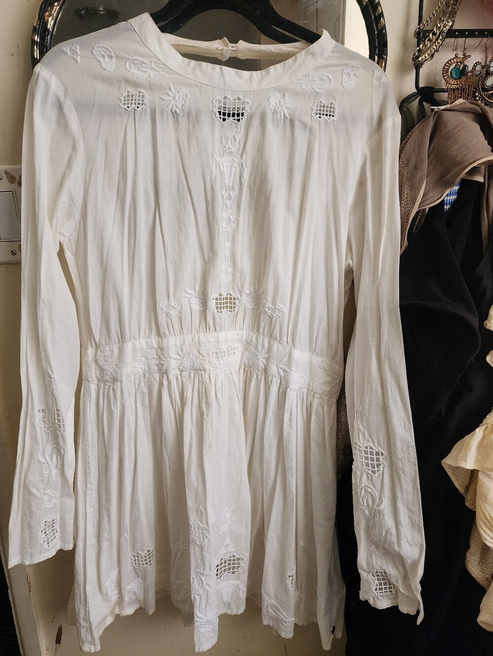 J. Crew Cream Button-Front High-Low Cotton Dress